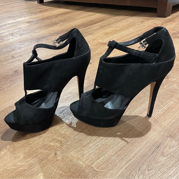 Aldo Black Stiletto platform strappy Heels - Picture 6 of 8